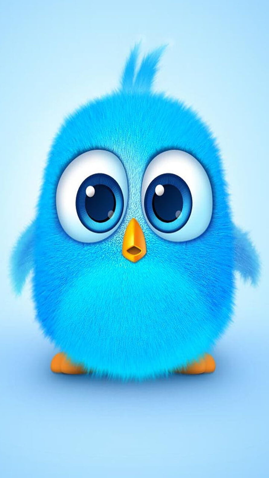 Cute Blue Angry Birds Hatchling Character with Big Eyes and Fluffy Feathers HD phone wallpaper