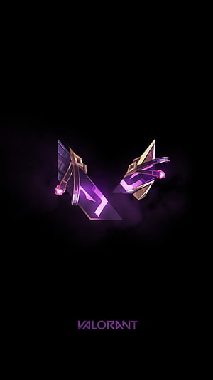 Valorant Reyna Icon with Purple Glow and Gold Accents on Black Background HD phone wallpaper