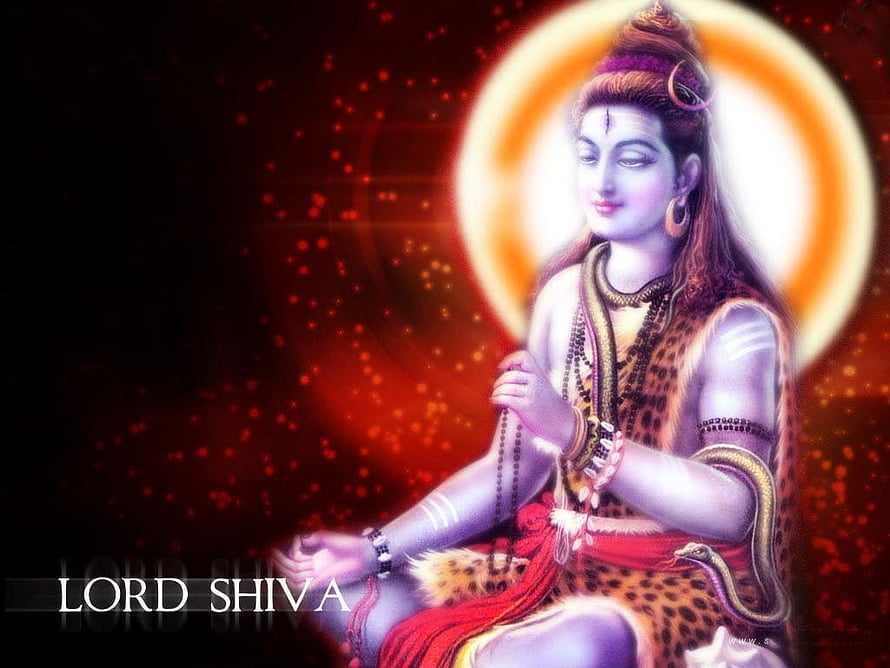 Lord Shiva Meditating with Rudraksha Beads and Serpent in Ethereal Glow HD wallpaper