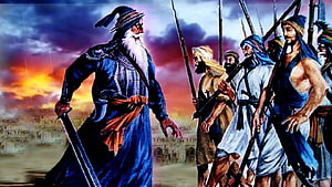 Baba Deep Singh Leading Sikh Martyrs in Historic Battle Scene HD wallpaper