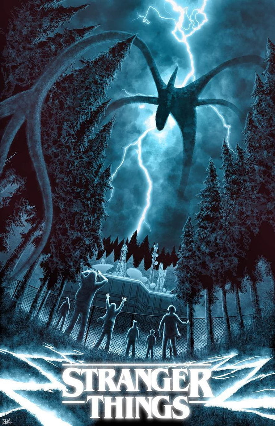 Stranger Things Mind Flayer Rising Over Hawkins Lab in Dark Forest HD phone wallpaper