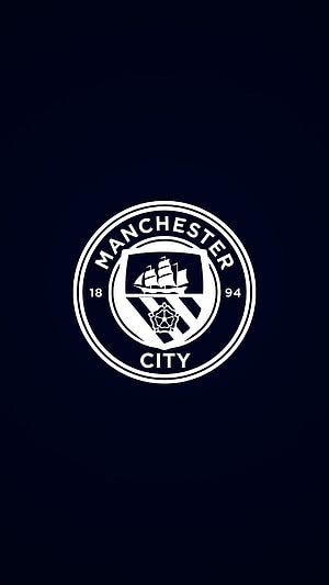 Manchester City FC Official Club Crest Emblem on Dark Navy Background HD phone wallpaper