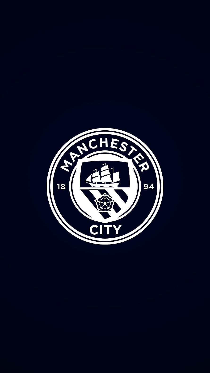 Manchester City FC Official Club Crest Emblem on Dark Navy Background HD phone wallpaper