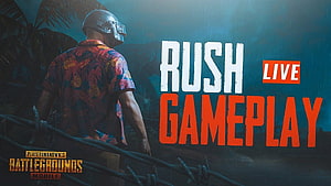 PUBG Mobile Rush Gameplay Thumbnail with Soldier in Tropical Setting HD wallpaper