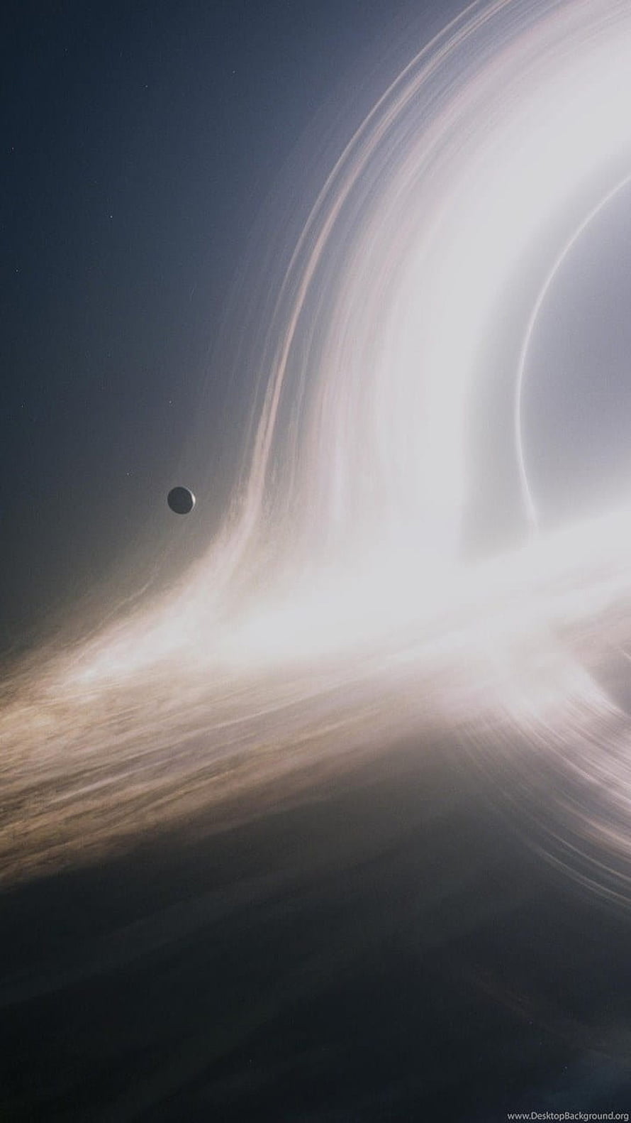 Interstellar Black Hole Space Scene with Glowing Accretion Disk and Distant Planet HD phone wallpaper