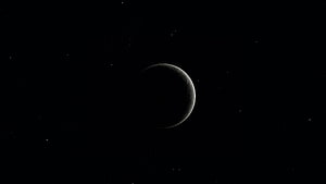 Crescent Moon in Deep Space with Scattered Stars Against a Black Sky HD wallpaper