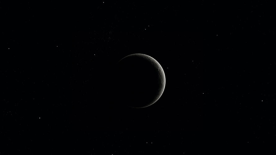 Crescent Moon in Deep Space with Scattered Stars Against a Black Sky HD wallpaper