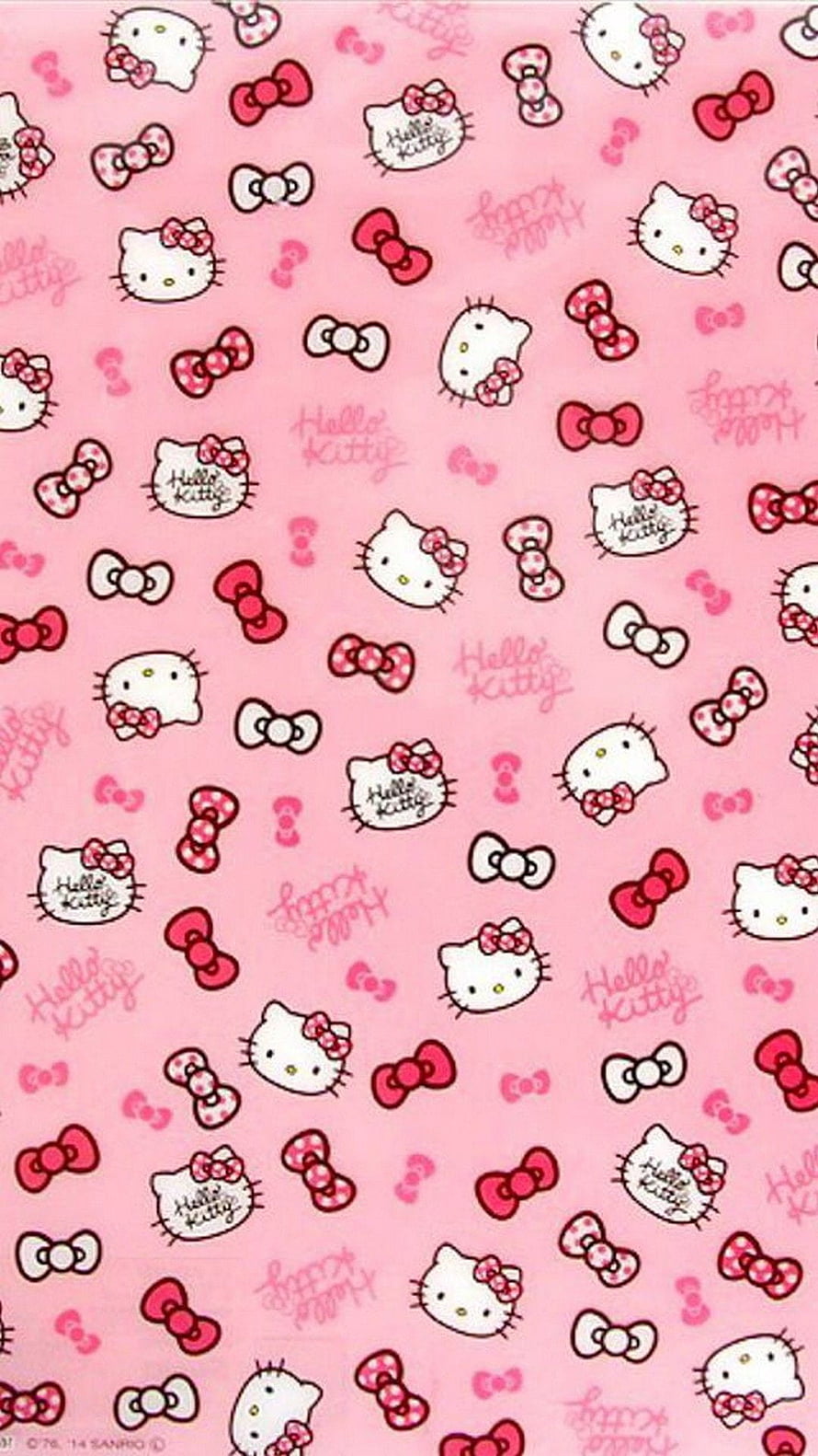 Cute Hello Kitty and Bow Pattern on Pink Background HD phone wallpaper