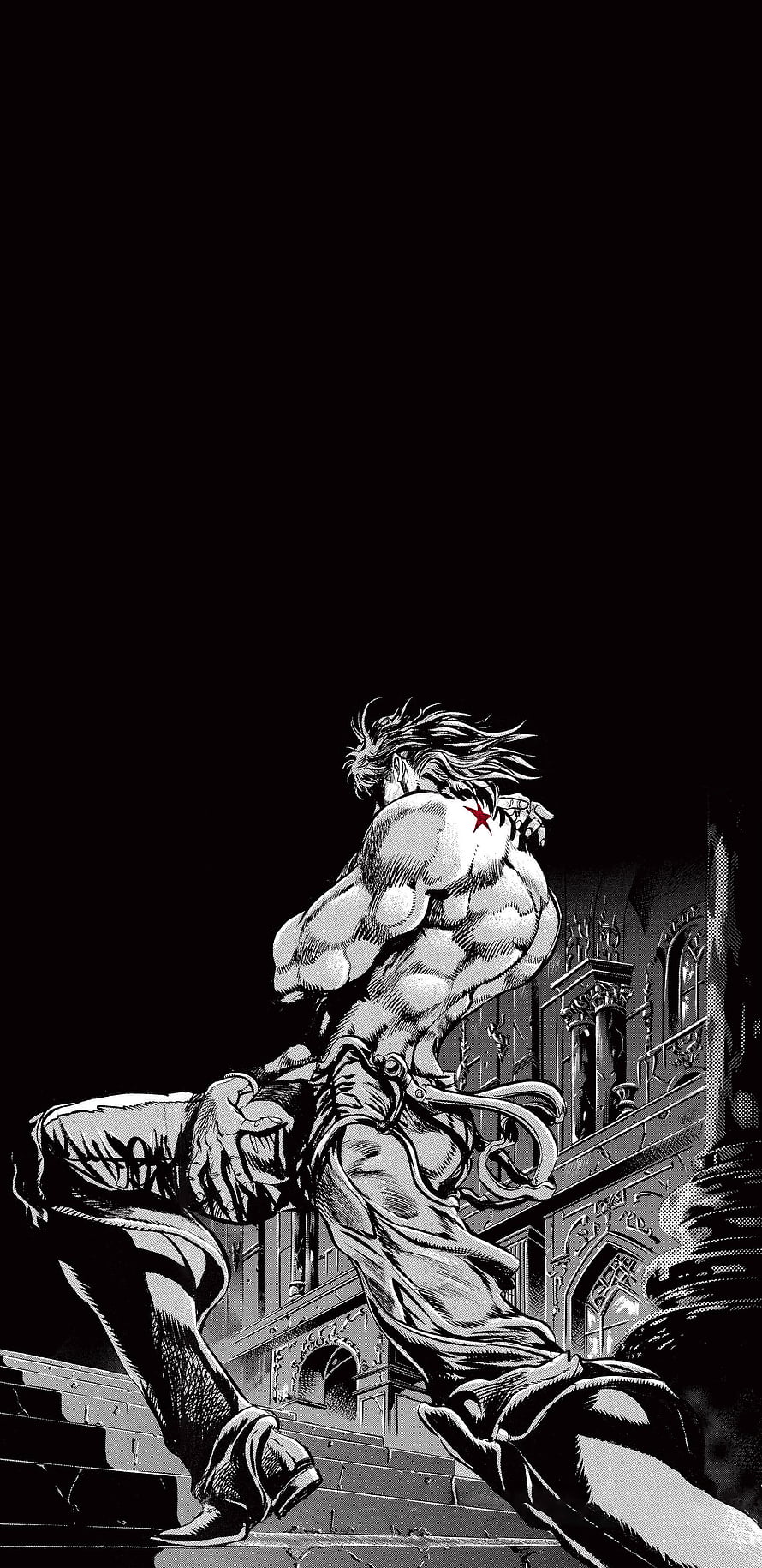 Shadow DIO from JoJo's Bizarre Adventure in Dramatic Black and White Manga Art HD phone wallpaper