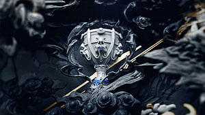 League of Legends Worlds 2017 Championship Trophy with Dark Smoke and Gold Accents HD wallpaper