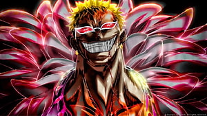 Donquixote Doflamingo Anime Character Portrait With Fiery Wings And Red Goggles HD wallpaper