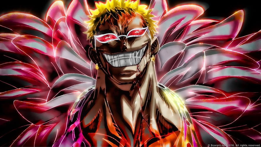 Donquixote Doflamingo Anime Character Portrait With Fiery Wings And Red Goggles HD wallpaper