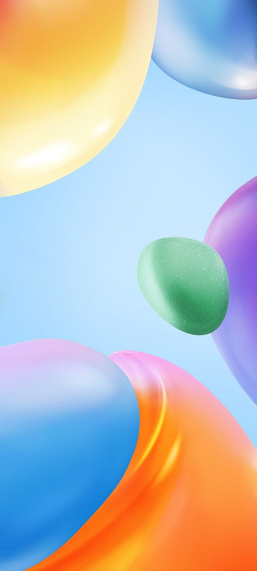 Colorful 3D Abstract Spheres and Fluid Shapes on Light Blue Background HD phone wallpaper
