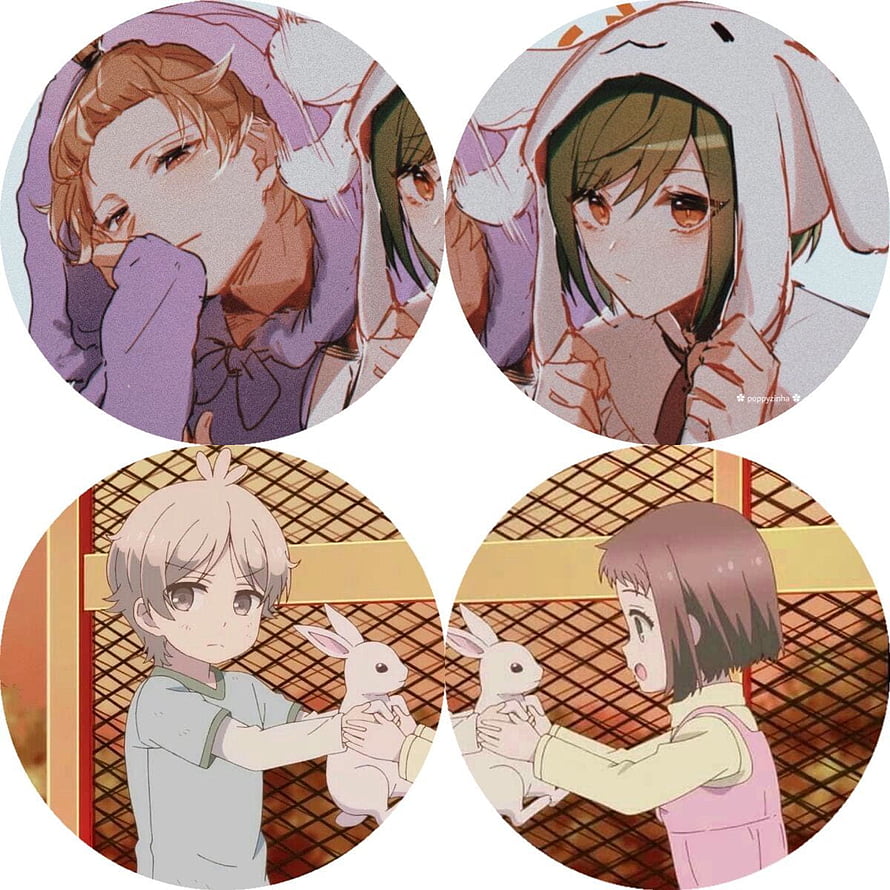 Cute Anime Couple Profile Pictures with Soft Pastel Aesthetic and Rabbit Motifs HD phone wallpaper