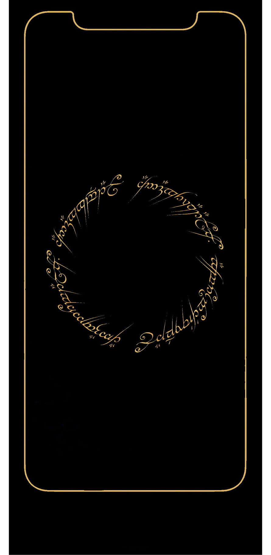 Lord of the Rings Elegant Gold Calligraphy on Black Phone Wallpaper HD phone wallpaper