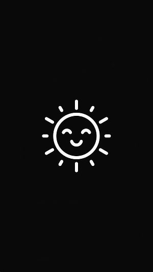 Minimalist Smiling Sun Icon on Black Background for Instagram Story Highlights HD phone wallpaper