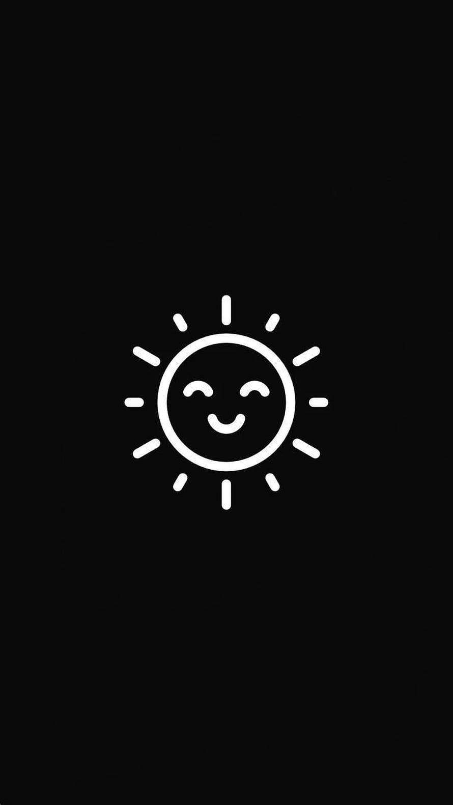 Minimalist Smiling Sun Icon on Black Background for Instagram Story Highlights HD phone wallpaper