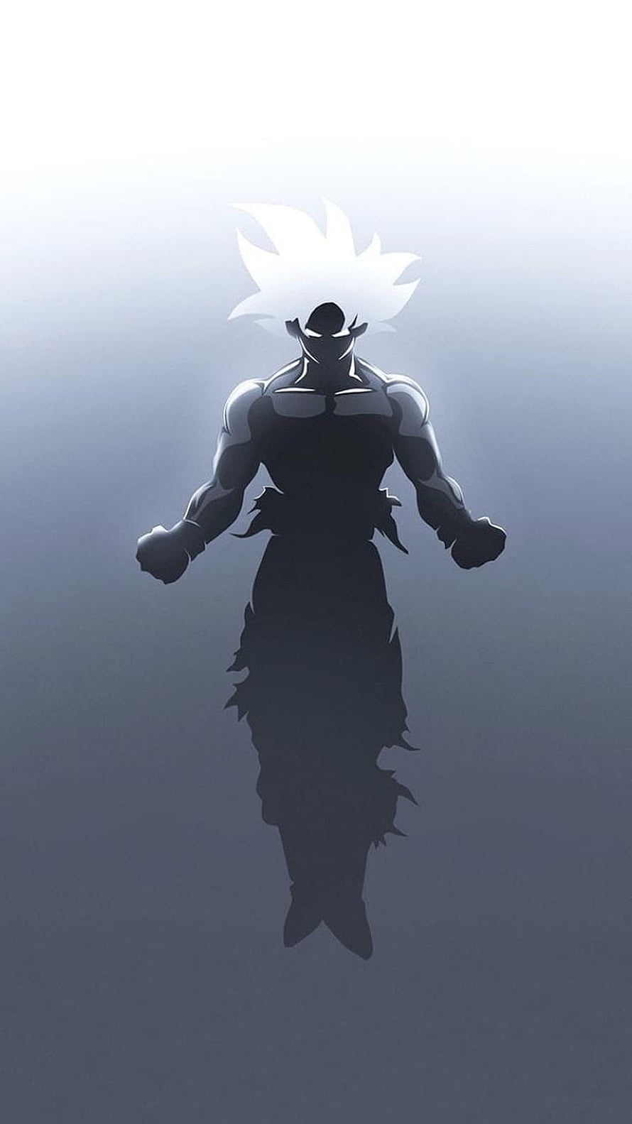 Dragon Ball Z Super Saiyan Silhouette with White Hair and Tattered Outfit HD phone wallpaper