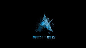 Arch Linux Futuristic Blue Logo on Black Background HD wallpaper