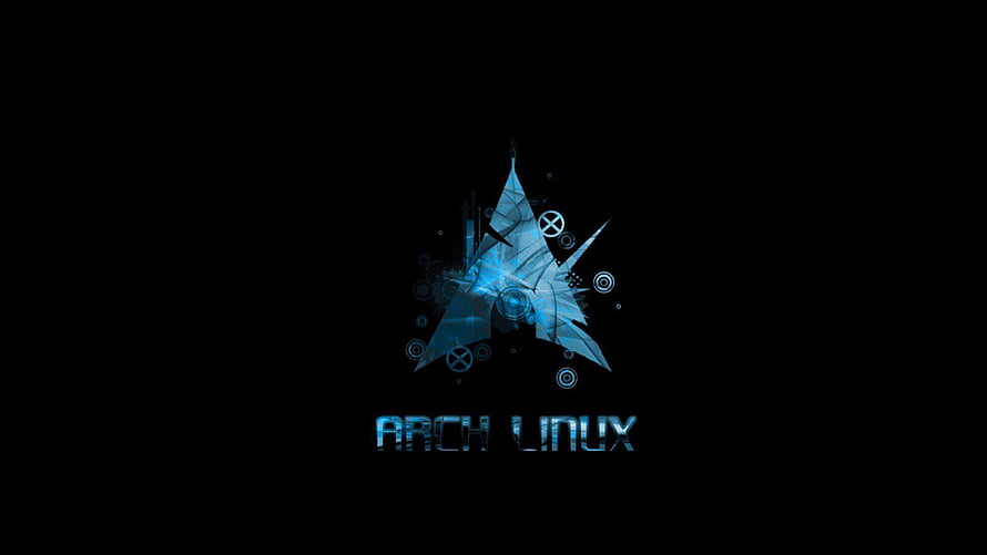 Arch Linux Futuristic Blue Logo on Black Background HD wallpaper