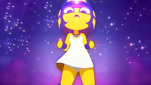 Ankha Zone Animated Character in White Dress Against Purple Starry Background HD wallpaper