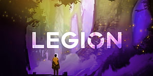 Legion Video Game Key Art Featuring Lone Figure in Mystical Purple Forest HD wallpaper