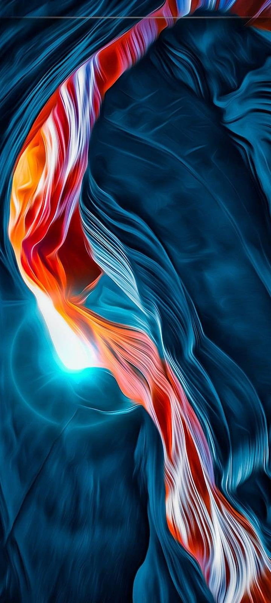 Vibrant Abstract Flow of Red and Blue Digital Art with Luminous Light Streaks HD phone wallpaper