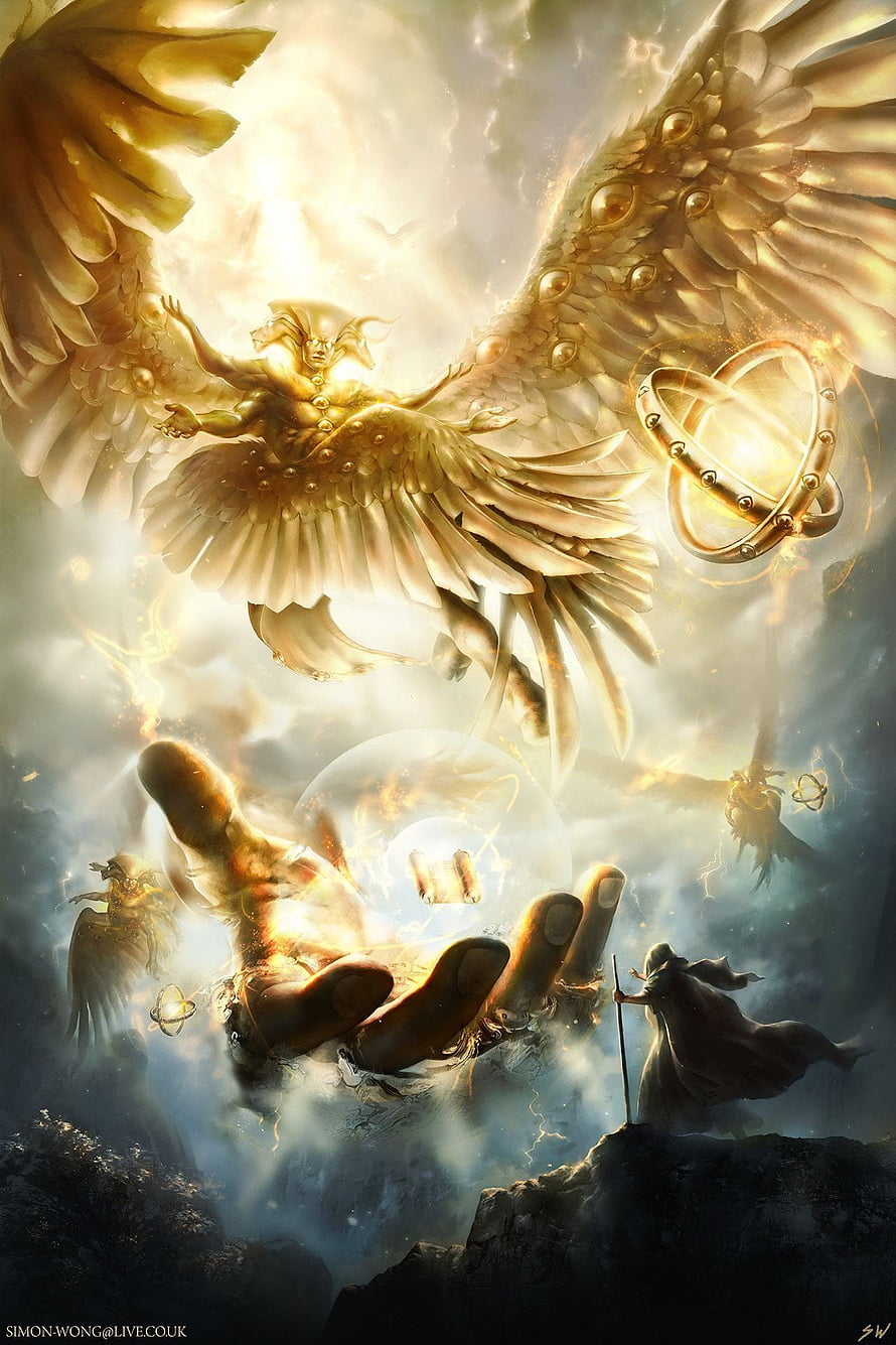 Biblically Accurate Seraphim and Cherubim Divine Fantasy Artwork HD phone wallpaper