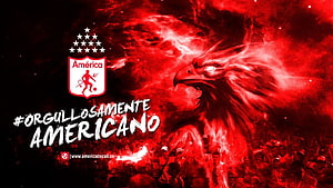 America de Cali Fierce Eagle and Stadium Crowd in Dramatic Red Tones HD wallpaper