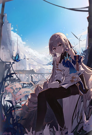 Bronya Zaychik from Honkai Star Rail Sitting Amidst Ruins and Rabbits HD phone wallpaper