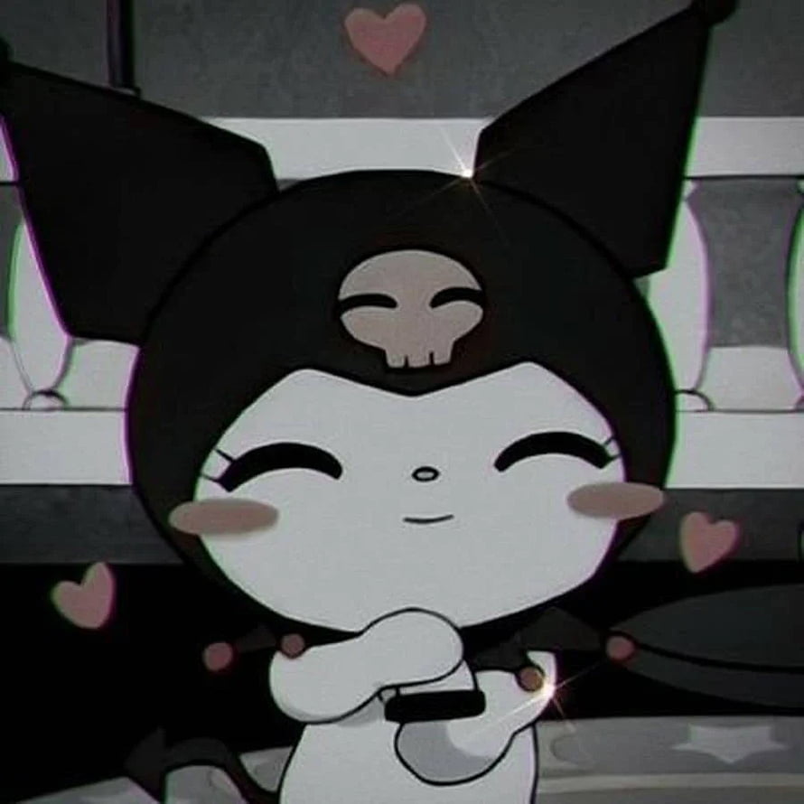 Kuromi Cute Anime Character with Black Hood and Skull Emblem HD phone wallpaper
