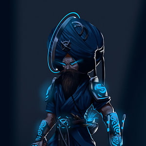 Sikh Warrior Fantasy Character Concept Art with Glowing Blue Turban and Armor HD phone wallpaper