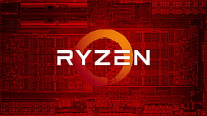 AMD Ryzen Processor Logo on Red Circuit Board Background HD wallpaper