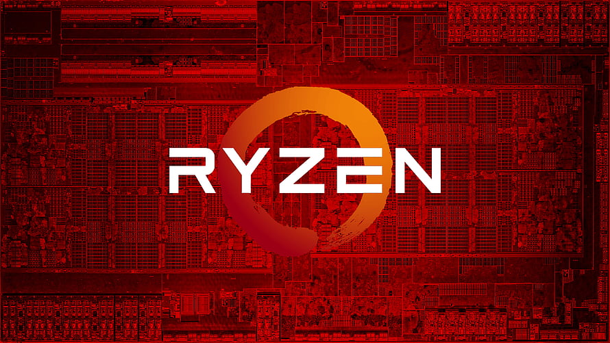 AMD Ryzen Processor Logo on Red Circuit Board Background HD wallpaper
