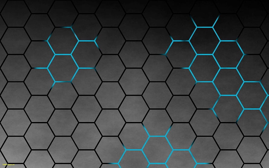 Dark Hexagonal Grid Pattern with Cyan Neon Accents on Textured Background HD wallpaper