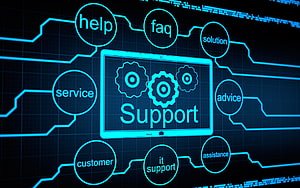 Digital IT Support Concept with Connected Service and Customer Assistance Nodes HD wallpaper