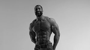 GigaChad Black And White Portrait Of A Muscular Bearded Man Smiling, Yours Faithfully, Average Person:' GigaChad Finally Opens Up On The Memes, giga chad HD wallpaper