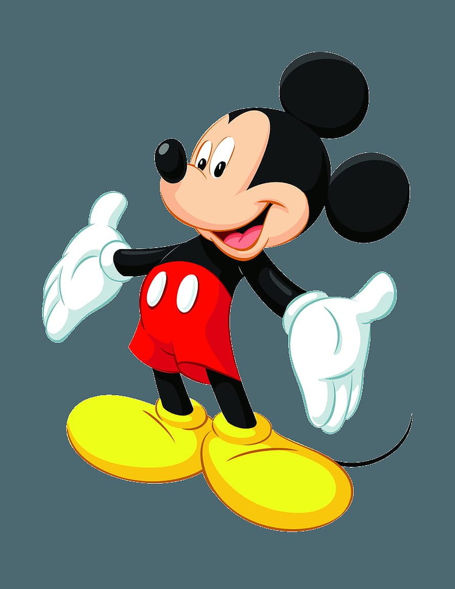Mickey Mouse Classic Cartoon Character Illustration on Gray Background HD phone wallpaper