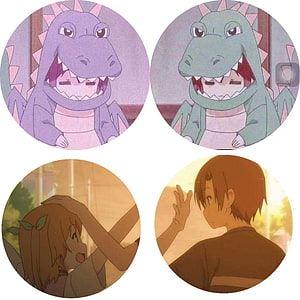 Cute Anime Dragon and Character Matching Profile Picture Set HD phone wallpaper