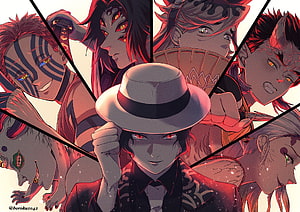 Muzan Kibutsuji and the Upper Moons Demon Squad in Dark Anime Art HD wallpaper