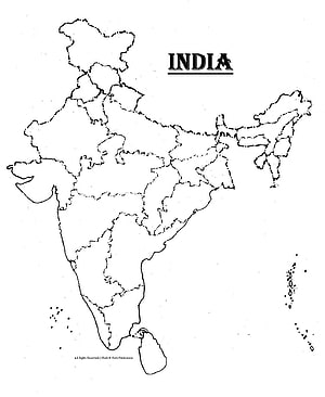 Black and White Outline Map of India with State Boundaries and Political Divisions HD phone wallpaper