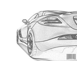 Detailed Pencil Sketch of a Luxury Sports Car Front Quarter View HD wallpaper