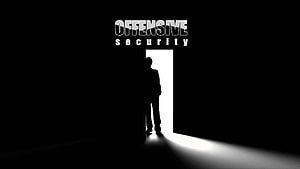 Offensive Security Silhouette Standing in Bright Doorway Against Dark Background HD wallpaper