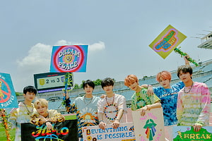 NCT DREAM Hello Future Concept Photo at Stadium with Colorful Banners HD wallpaper