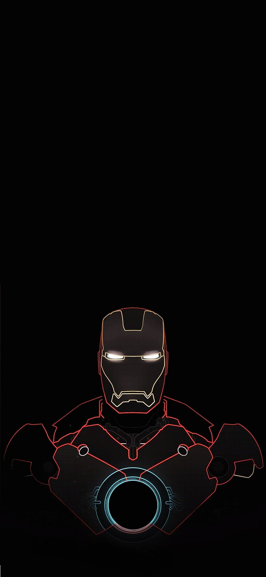 Iron Man Neon Outline Portrait on Black Background HD phone wallpaper