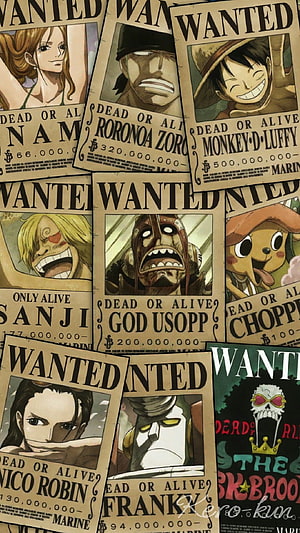 One Piece Straw Hat Pirates Wanted Posters Collection HD phone wallpaper
