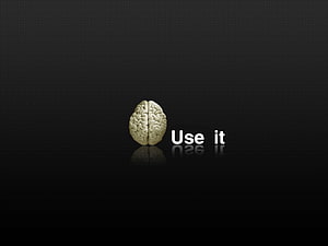 Minimalist Human Brain on Dark Background with Use It Text HD wallpaper