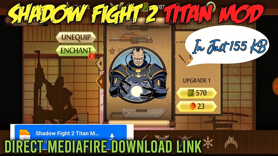 Shadow Fight 2 Titan Mod Character Portrait and Upgrade Menu Interface HD wallpaper