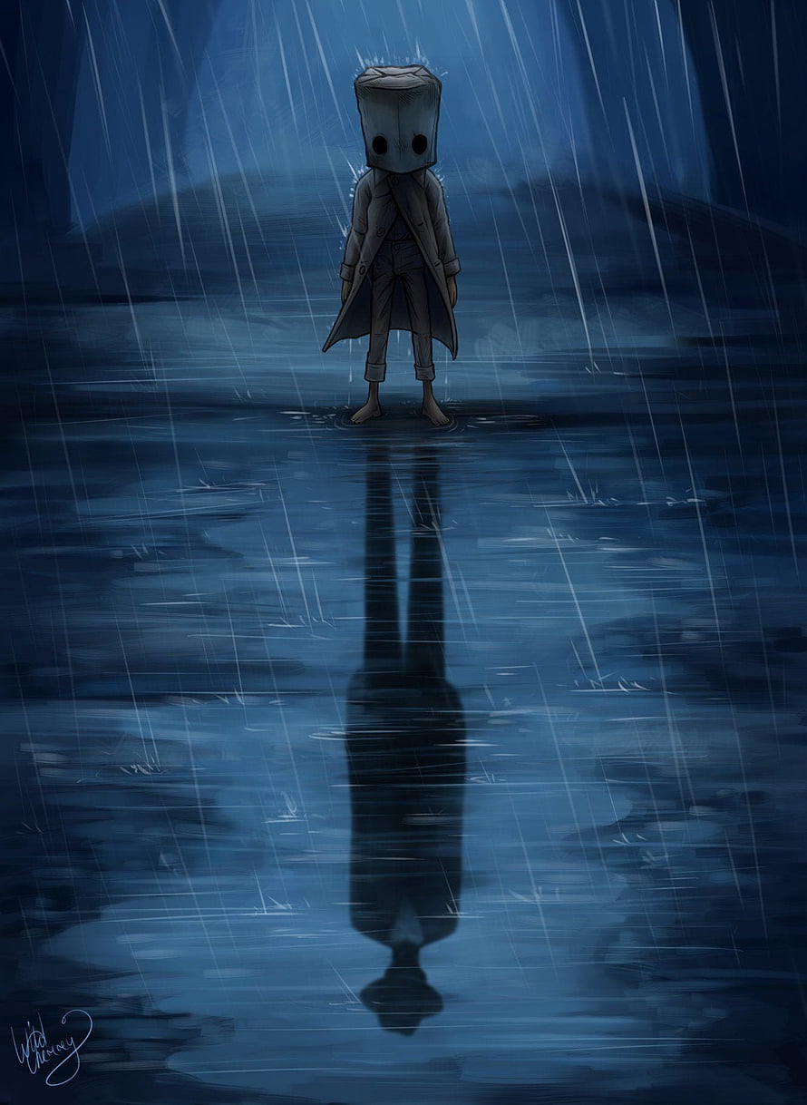 Six from Little Nightmares Standing Alone in the Rain with Reflection HD phone wallpaper