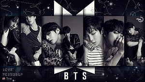 BTS Love Yourself Tear Album Black and White Portrait Collage Wallpaper HD wallpaper